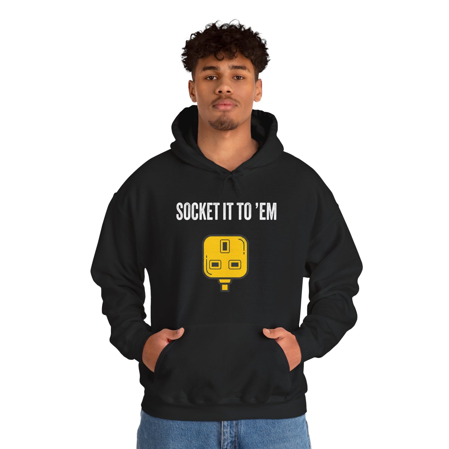 Socket It To ’Em Electrician Hoodie Funny UK Workwear