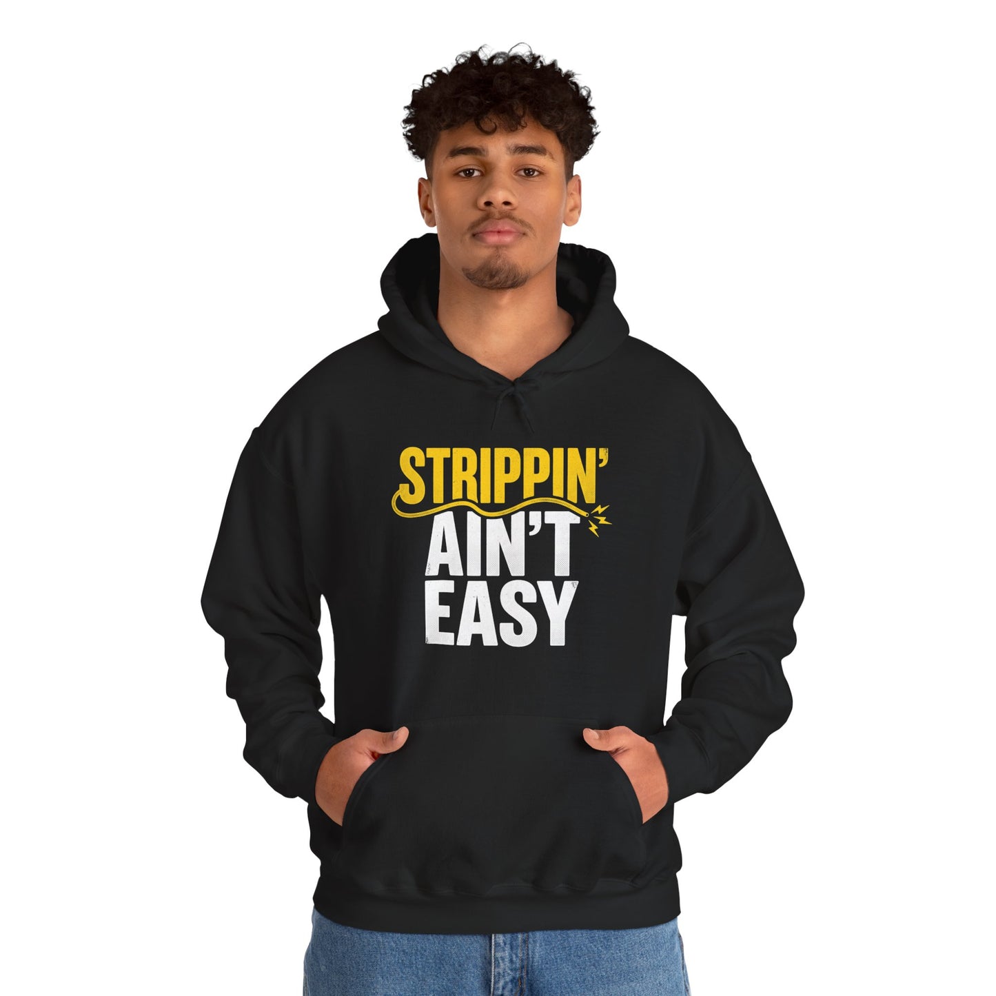Strippin Ain’t Easy Hoodie Funny Electrician Workwear UK